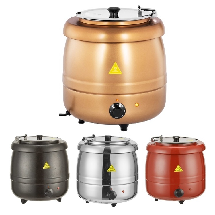 Hot Sale Electric Gold 10L Stainless Steel Hot Soup Kettle Warmer  Buffet Heating Soup Warming Pot