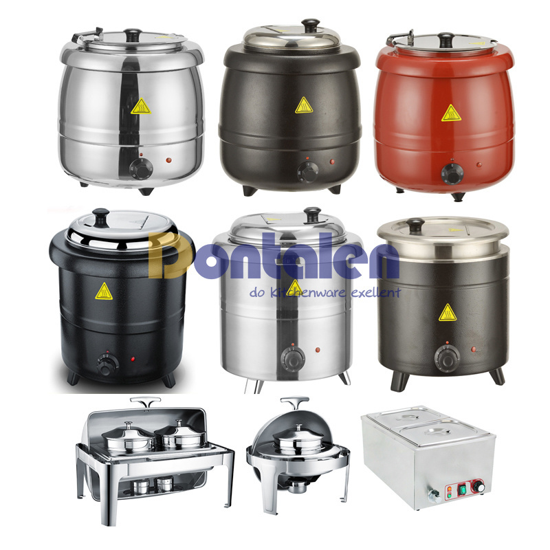 Hot Sale Electric Gold 10L Stainless Steel Hot Soup Kettle Warmer  Buffet Heating Soup Warming Pot