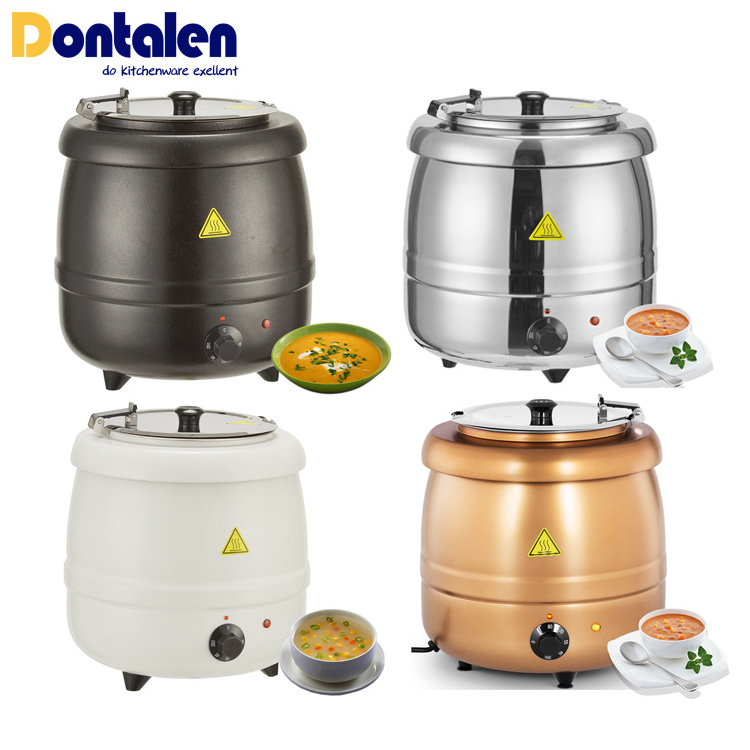 Hot Sale Electric Gold 10L Stainless Steel Hot Soup Kettle Warmer  Buffet Heating Soup Warming Pot