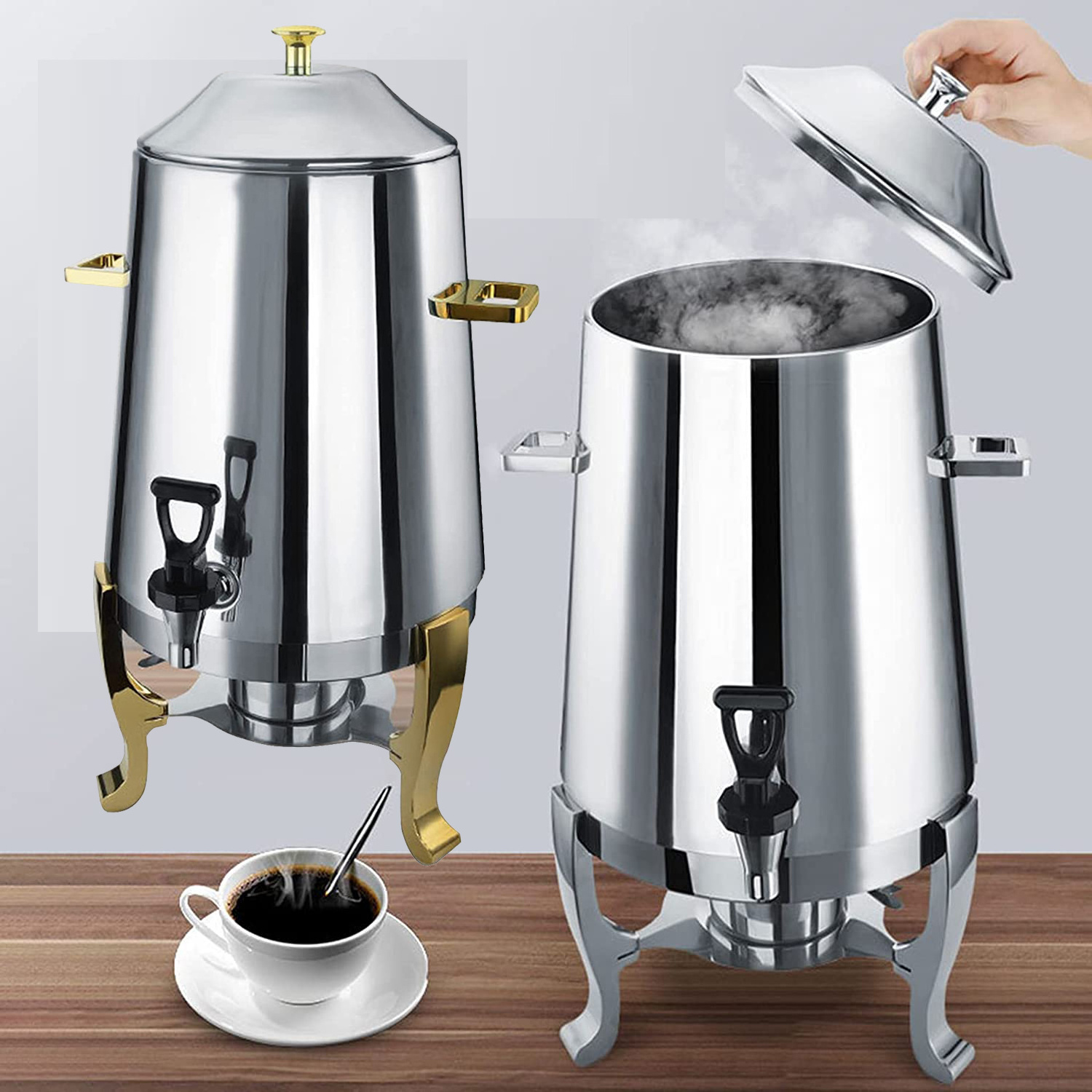 Hotel Stainless Steel 13L Hot Tea Coffee Urm Restaurant Large Capacity Coffee Warmer Dispenser