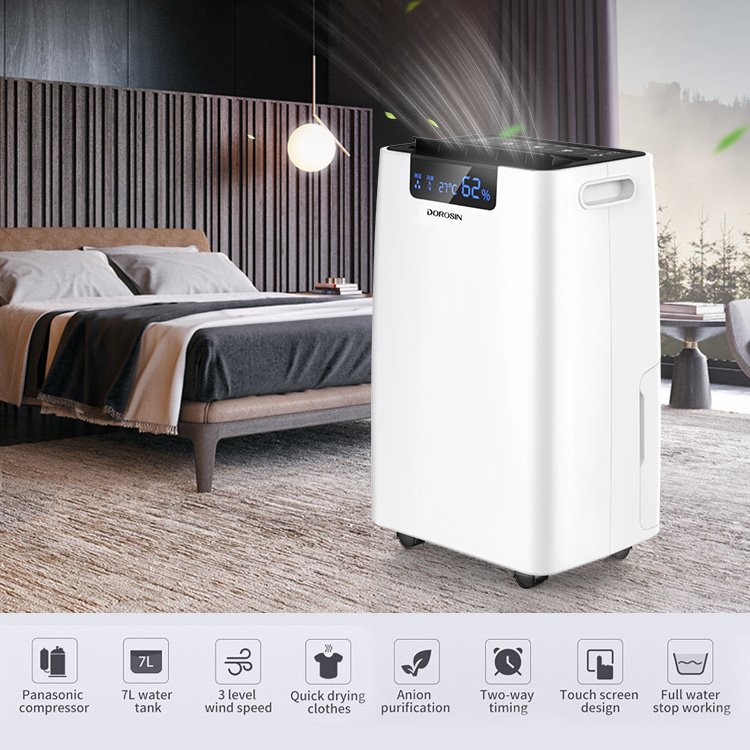 Dorosin factory 60L/D ABS plastic automatic humidistat control household wholesale dehumidifier For room