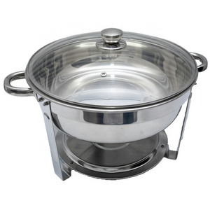 Factory wholesale Stainless Steel alcohol heating soup pot buffet iron holder Chafing dish Simple Round Alcohol Stove Catering