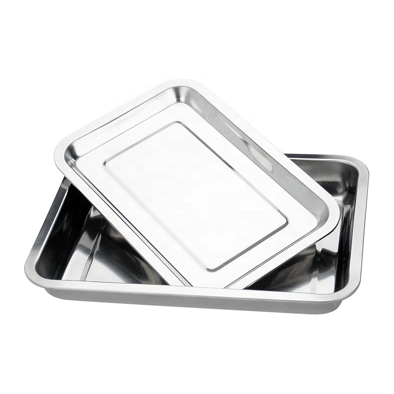 Stainless steel thickened square hotel service tray Large high quality durable cookie baking barbecue tray