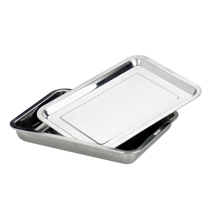 Stainless steel thickened square hotel service tray Large high quality durable cookie baking barbecue tray