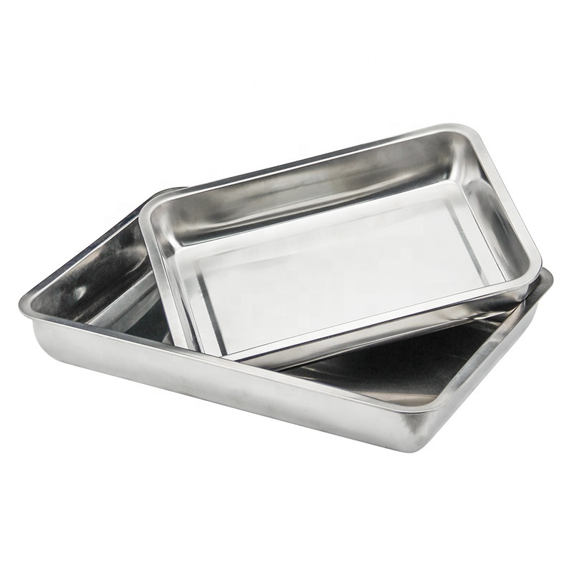 Stainless steel thickened square hotel service tray Large high quality durable cookie baking barbecue tray