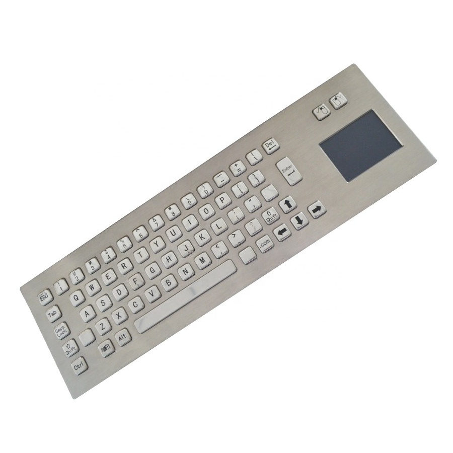 Industrial IP65 Membrane Metal Keyboard with Touchpad 101 Keys Wired Standard Dustproof Stainless Ps/2,usb 392*110 Desktop Stock