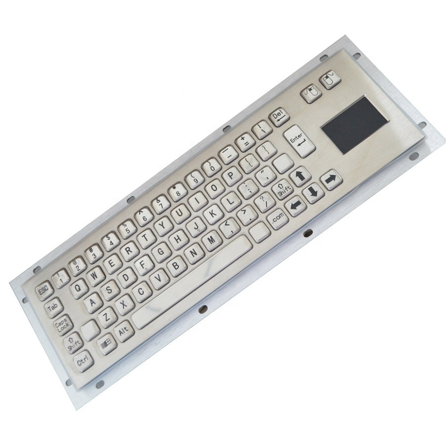 Industrial IP65 Membrane Metal Keyboard with Touchpad 101 Keys Wired Standard Dustproof Stainless Ps/2,usb 392*110 Desktop Stock