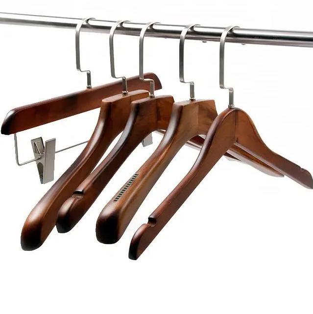 Customized high quality white garment hangers anti-slip wooden hangers for clothes