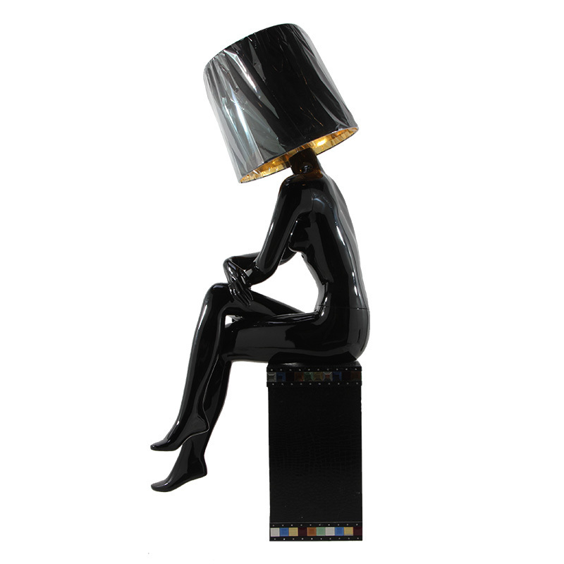 full body female black sexy sitting pose big butt lampshade mannequin