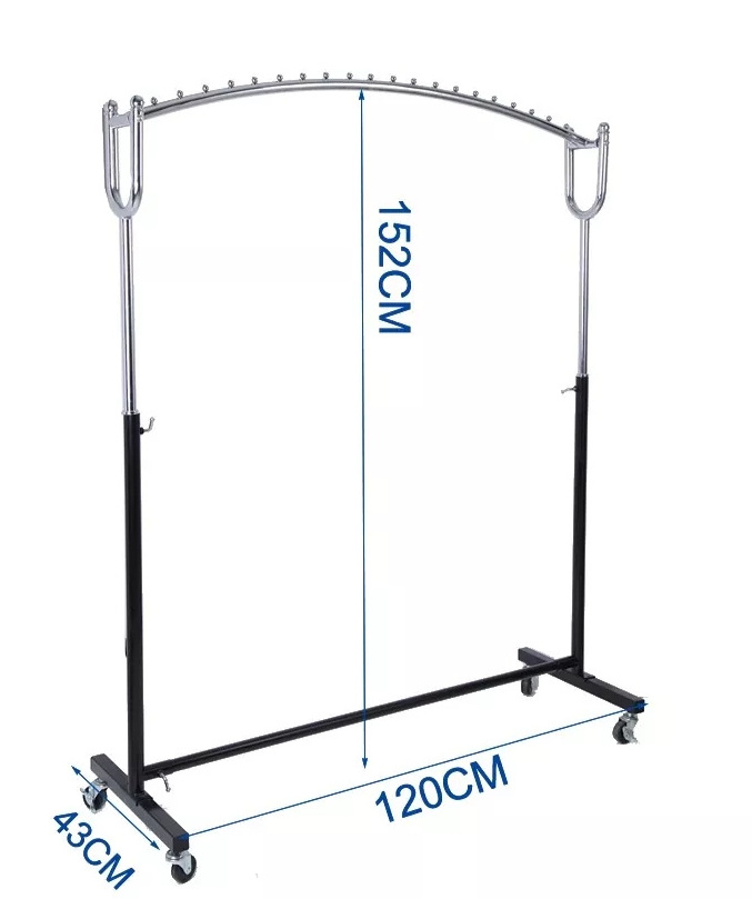 Elegant metal rolling garment rack with Wheels for Clothing Retail Store Display