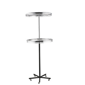 Durable round garment stand 2 layer clothes clothing display rack