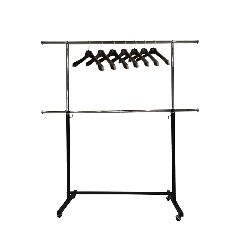 Adjustable Height Chrome Pipeline Clothing Drying Display Rack Steel Pipe Clothes Hanging Rack