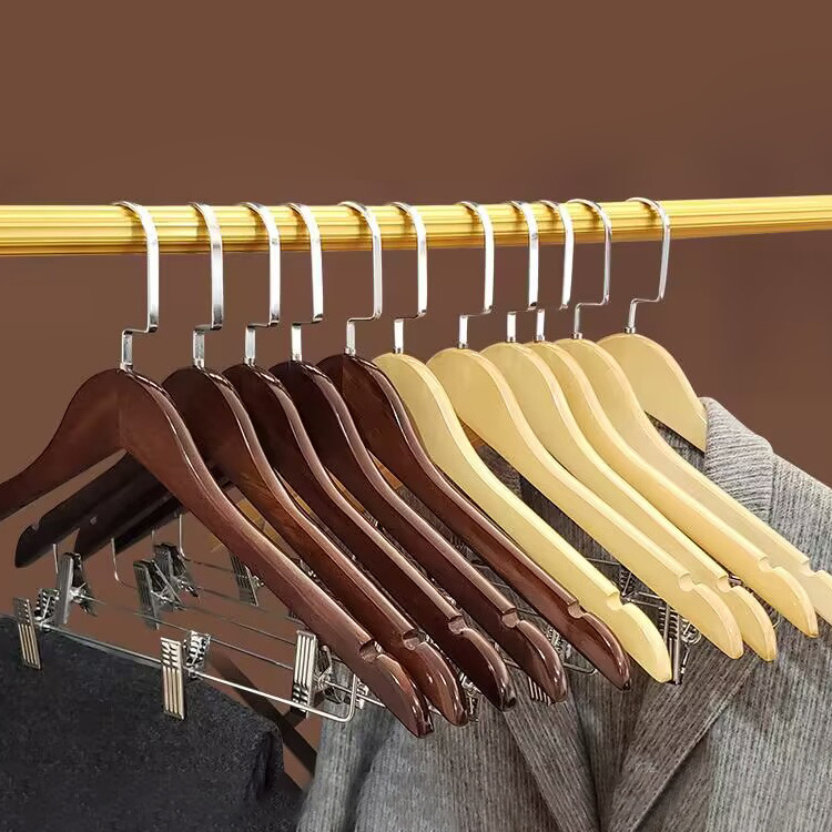 Customized high quality white garment hangers anti-slip wooden hangers for clothes