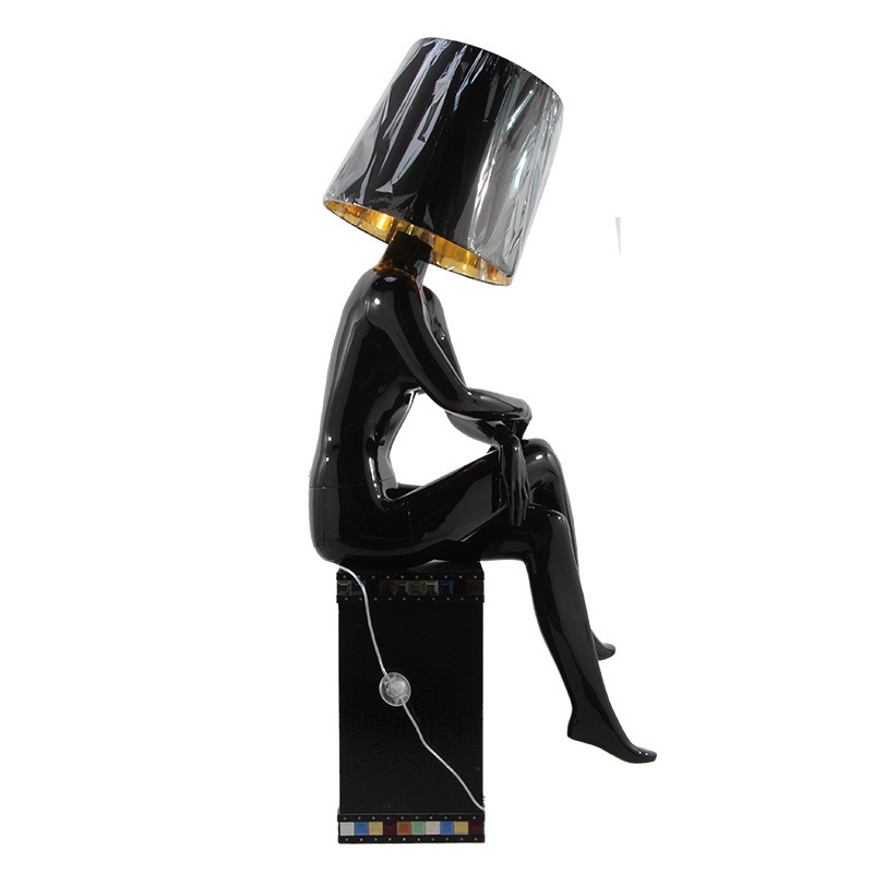 full body female black sexy sitting pose big butt lampshade mannequin