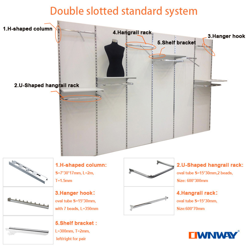 New Design Wall Mounted Clothes Rack Metal Clothes Hanging Rack For Garments Showroom Display