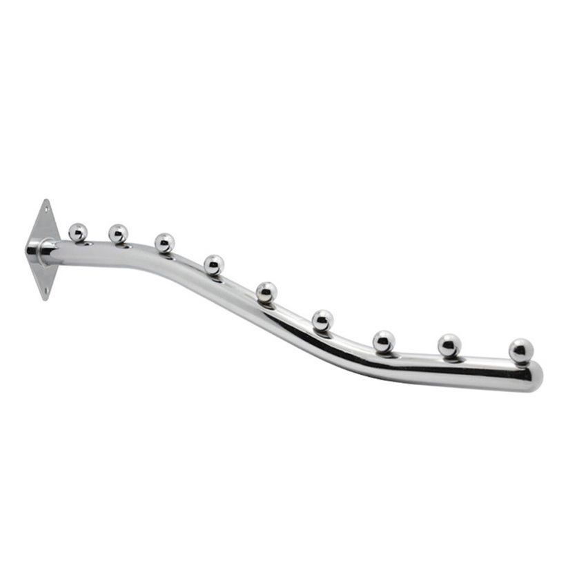 Metal chrome wall mounted display hook with 7 beads