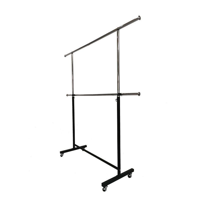 Adjustable Height Chrome Pipeline Clothing Drying Display Rack Steel Pipe Clothes Hanging Rack