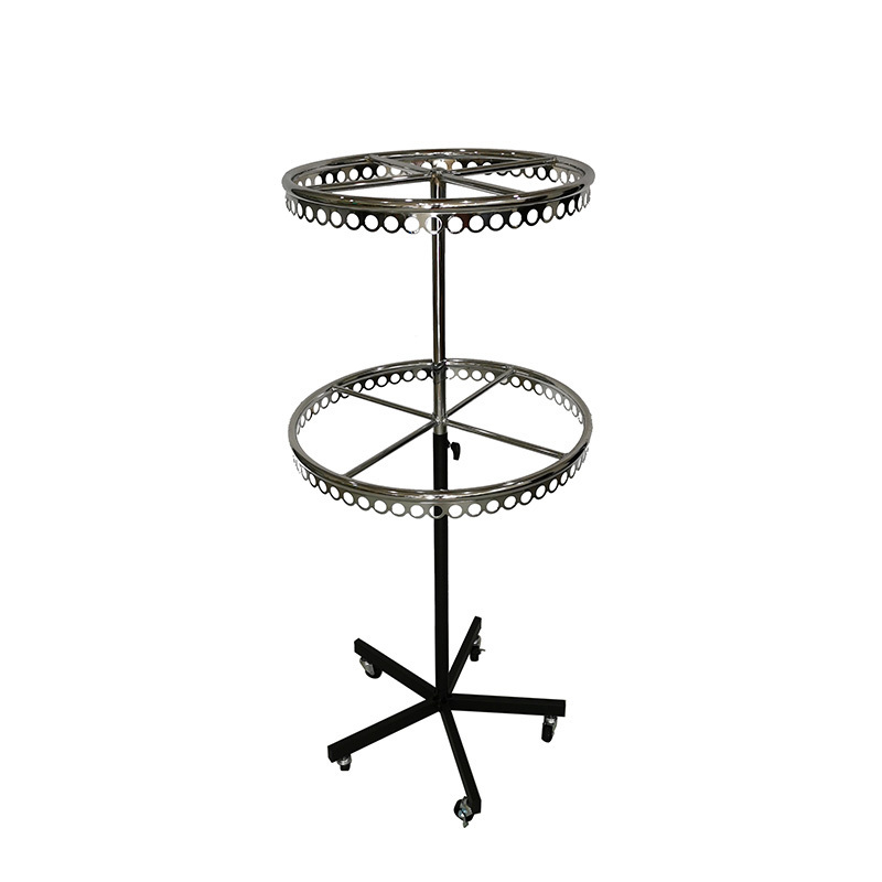 Durable round garment stand 2 layer clothes clothing display rack