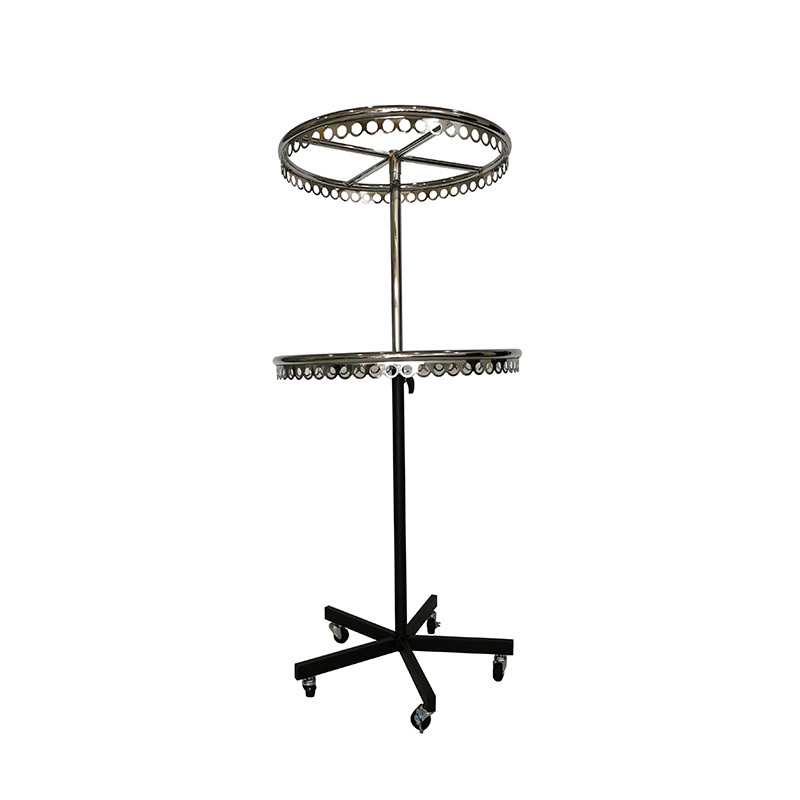 Durable round garment stand 2 layer clothes clothing display rack