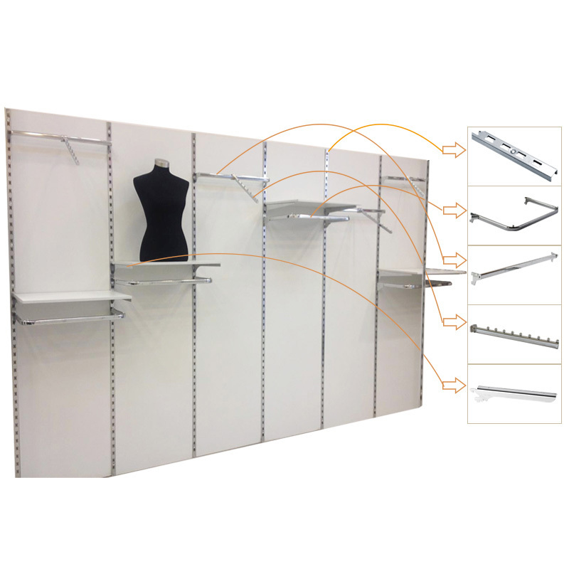 New Design Wall Mounted Clothes Rack Metal Clothes Hanging Rack For Garments Showroom Display