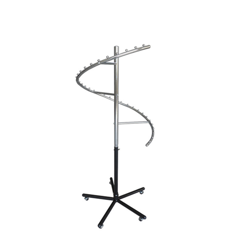 Chrome metal spiral clothing display rack/display hook movable