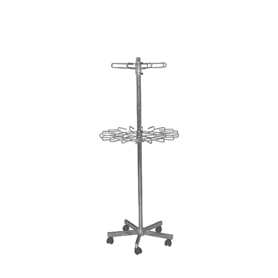 Durable round garment stand 2 layer clothes clothing display rack