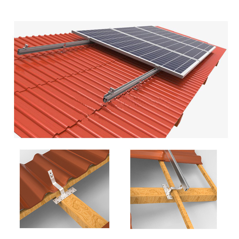 Roof Mount Solar Photovoltaic Aluminum Structure Solar Panel Tie Tile Roof Racking System Solar Mounting System