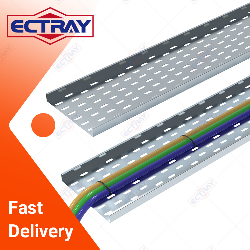 Fast Delivery HDG Cable Tray Different Design OEM ODM Perforated Hot Dipped Galvanized Heavy Duty Cable Tray With Support System