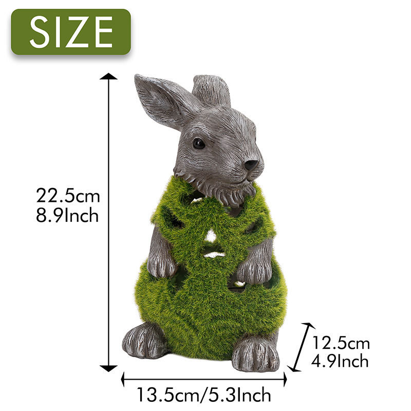 EAGLEGIFTS 2024 Resin Flocking Rabbit Artificial Grass Animal Garden Outdoor Easter Bunny Micro Landscape Bonsai Accessory