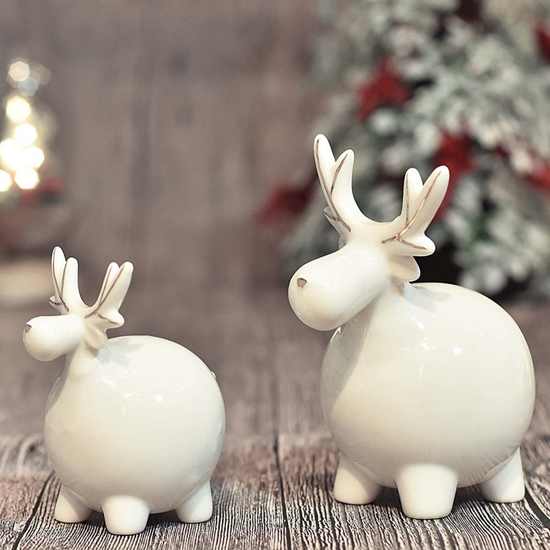 EAGLEGIFTS Lovely ceramic reindeer animal design Christmas children gifts home Ceramic Decoration