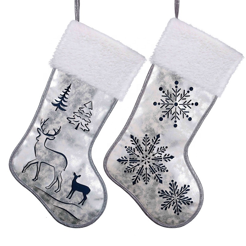 EAGLEGIFTS Personalized Christmas Knit White Snowflake Stocking Decorative Christmas Tree Hanging Socks