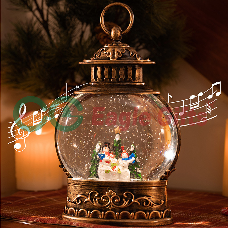 EAGLEGIFTS Snow Ball Production Factory Resin Couple Lighted Water Globe Christmas Decoration Snow Globe Light with Music