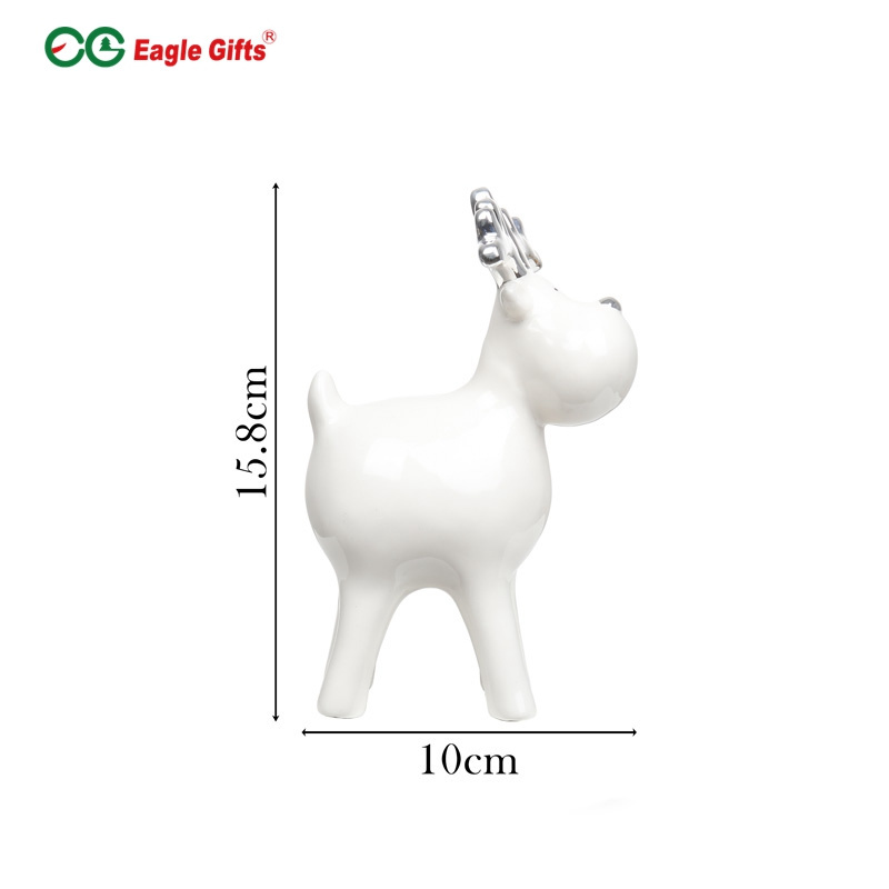 EAGLEGIFTS high quality ceramic white reindeer design figurines christmas ceramic decoration