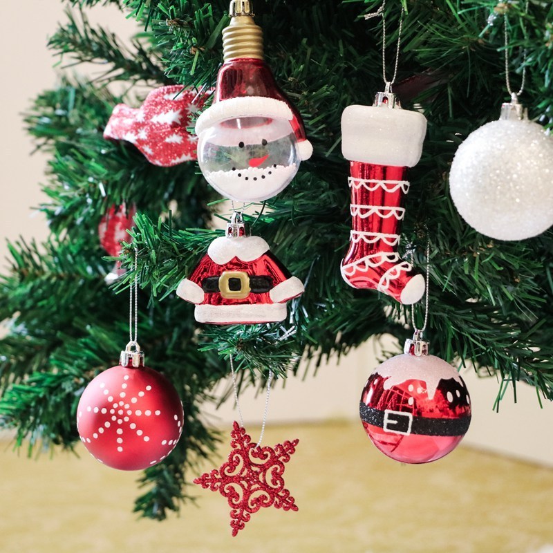 EG Tree Hang Small Sweet Ornament Decoration Sublimation Big Plastic Material Christmas Ball Ornaments With Snow