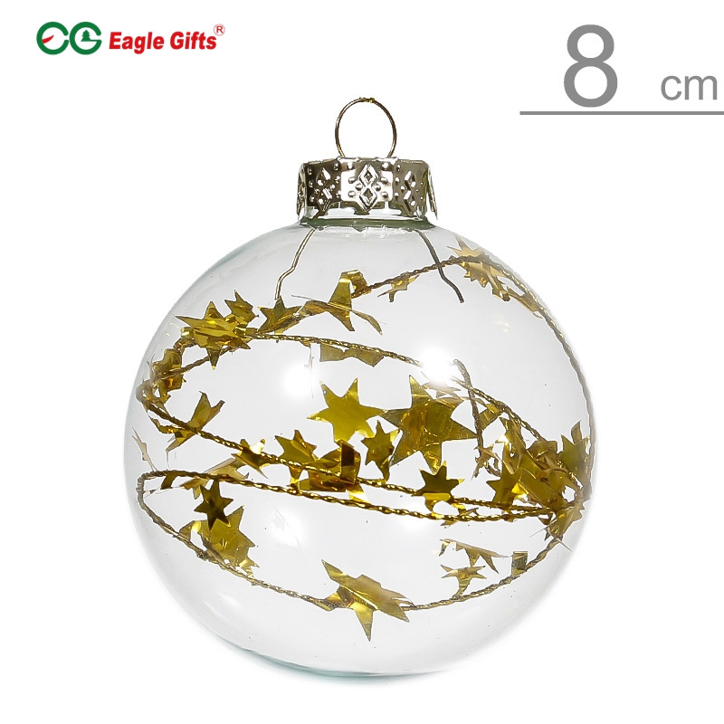 EG Tree Flat Bauble Wholesale Blank Decorating Christmas Transparent Pendant Clear Glass Balls Ornaments