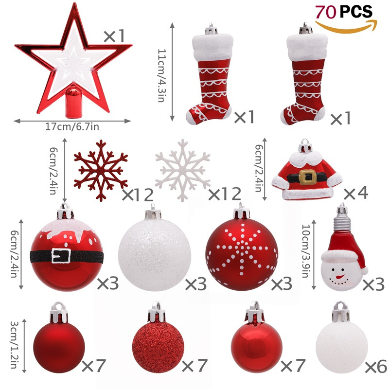 EG Tree Hang Small Sweet Ornament Decoration Sublimation Big Plastic Material Christmas Ball Ornaments With Snow