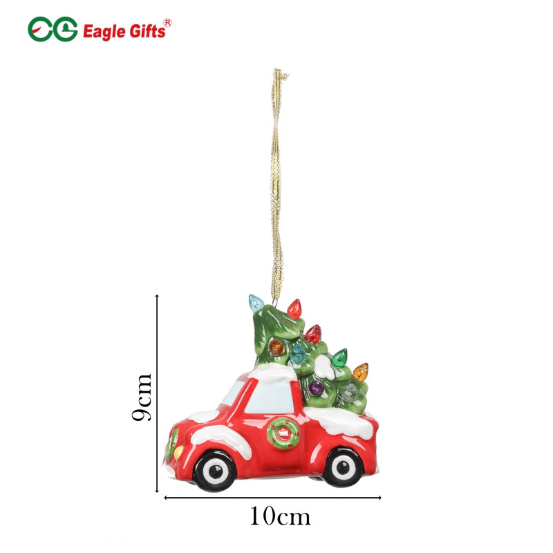 EAGLEGIFTS Environmentally friendly red ceramic Christmas family ornaments tree car ceramic decorations