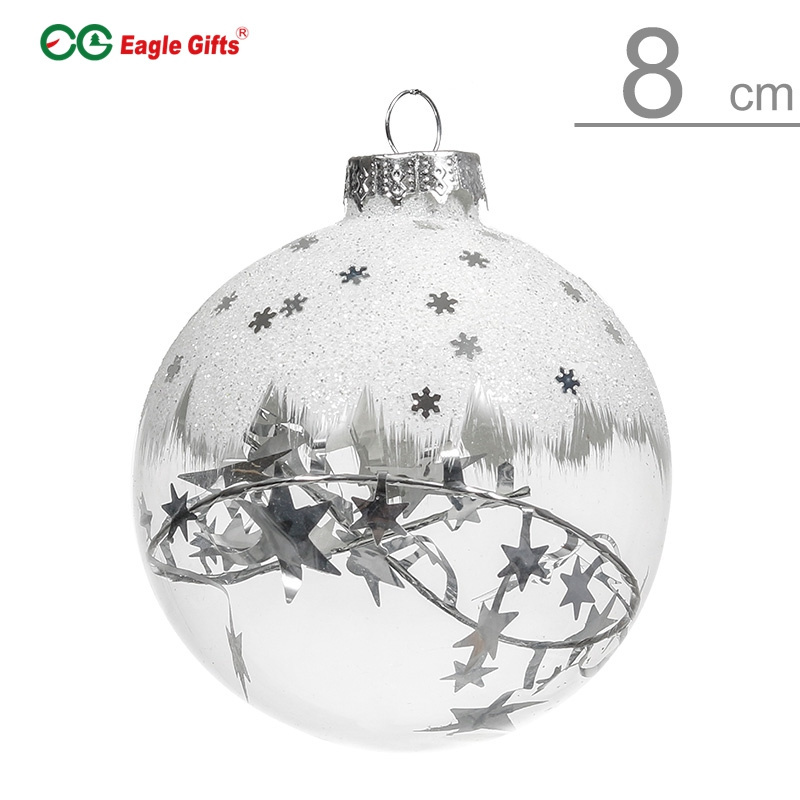 EG Tree Flat Bauble Wholesale Blank Decorating Christmas Transparent Pendant Clear Glass Balls Ornaments