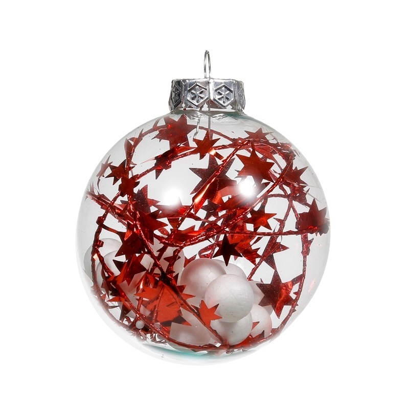 EG Tree Flat Bauble Wholesale Blank Decorating Christmas Transparent Pendant Clear Glass Balls Ornaments