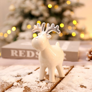 EAGLEGIFTS Factory Sale Xmas Resin Deer Statue Indoor Table Top Decoration Ceramic Christmas Reindeer Figurine