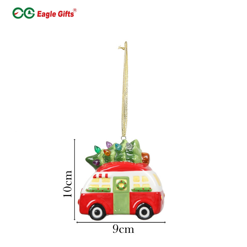 EAGLEGIFTS Environmentally friendly red ceramic Christmas family ornaments tree car ceramic decorations