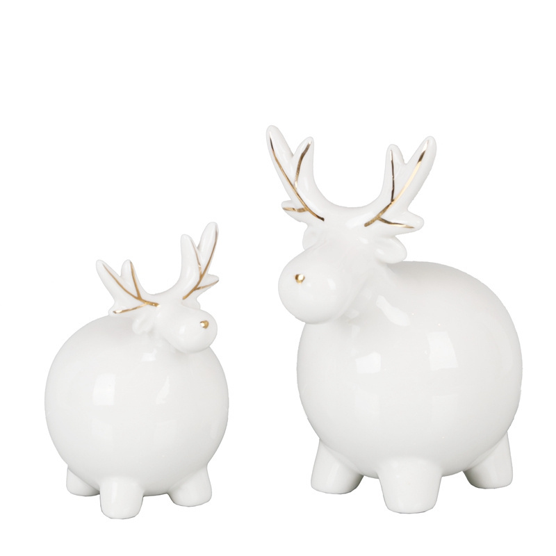 EAGLEGIFTS Lovely ceramic reindeer animal design Christmas children gifts home Ceramic Decoration