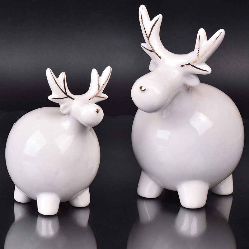 EAGLEGIFTS Lovely ceramic reindeer animal design Christmas children gifts home Ceramic Decoration