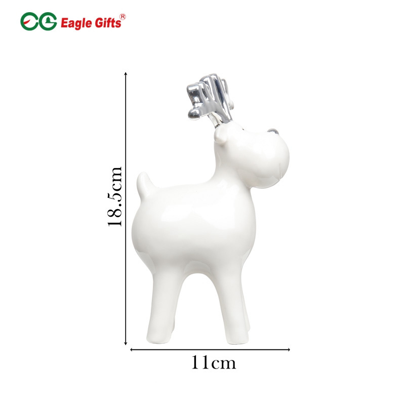 EAGLEGIFTS high quality ceramic white reindeer design figurines christmas ceramic decoration