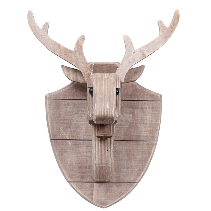 EAGLEGIFTS Xmas Wooden Crafts Wall Hanging Large Wood Reindeer Head Christmas Decoration for Home Decor