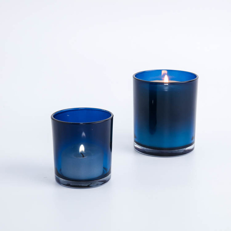 EAGLEGIFTS Nordic Glass Pillar Wedding Centerpiece Blue Candle Jar Home Decor Wholesale Cylinder Votive Decorative Candle Holder