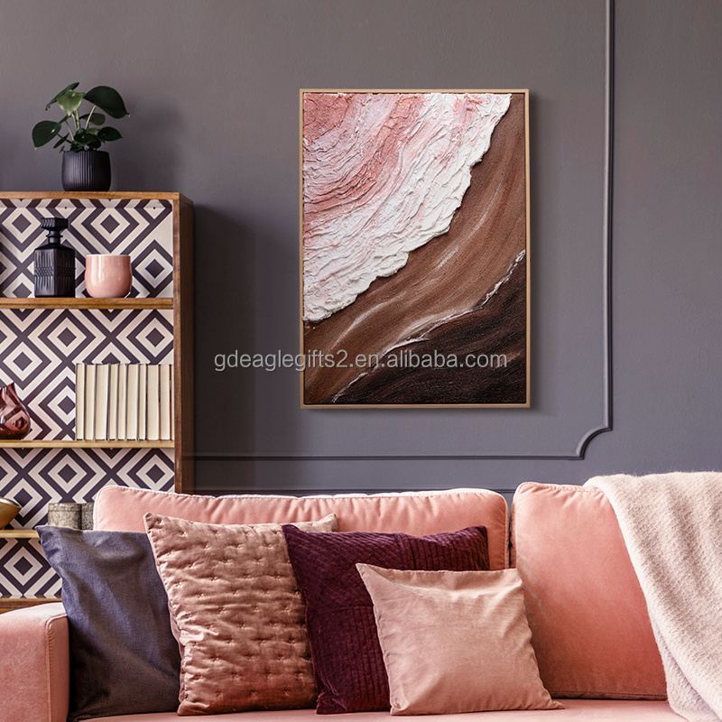 EAGLEGIFTS Bathroom Deco Bedroom Wall Picture 3D Fabric Art Cuadros Decorativos Sala Pink Brown Black Textured Wall Art