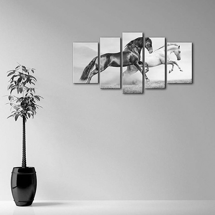 EAGLEGIFTS Beautiful Running Horses Wooden Frame Paintings On Canvas Modern Artwork Decorative Prints Animal Picture Wall Art