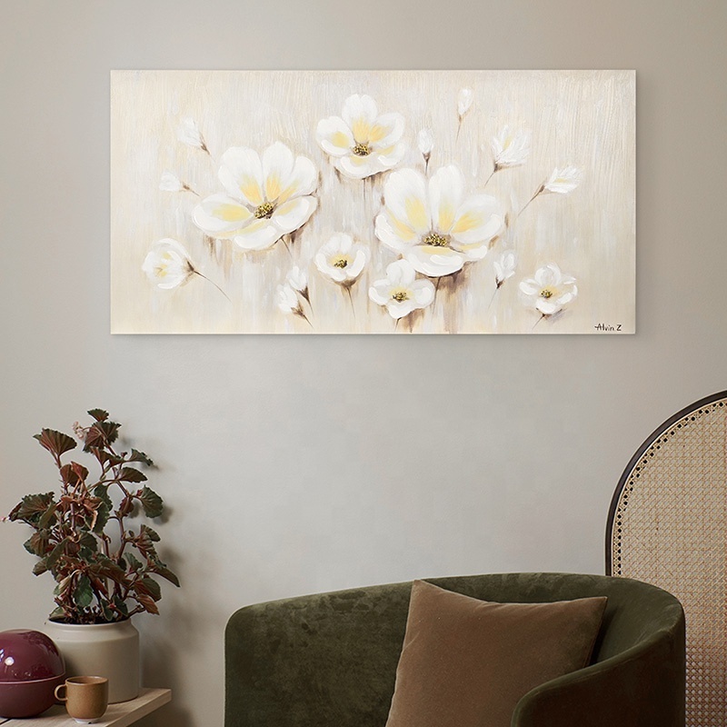 EAGLEGIFTS Classic Natural Landscape Flowers Canvas Oil Paintings Australia 3d White Floral Embossed Painting Sell Online