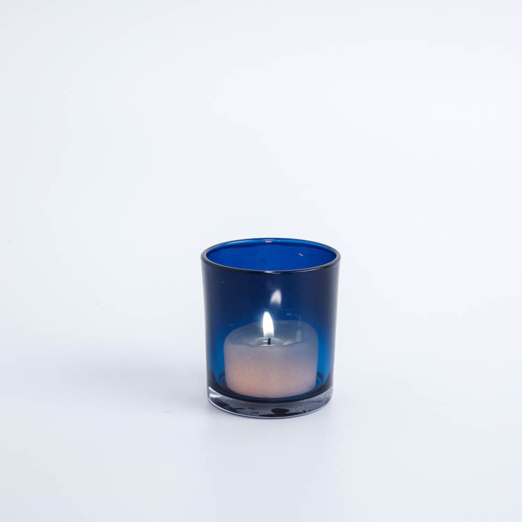 EAGLEGIFTS Nordic Glass Pillar Wedding Centerpiece Blue Candle Jar Home Decor Wholesale Cylinder Votive Decorative Candle Holder